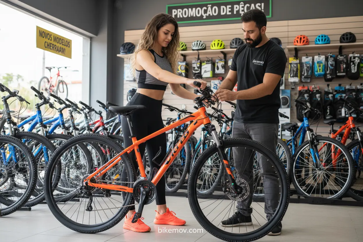 Escolhendo o tamanho ideal da bicicleta Mulher escolhendo o tamanho da bicicleta