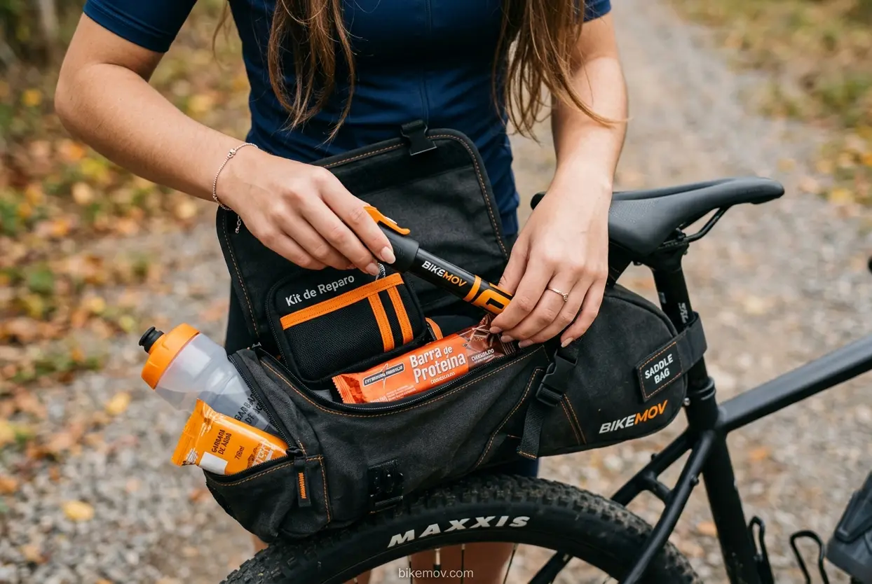 Itens essenciais para pedalar Kit de reparo e itens para viagem de bike