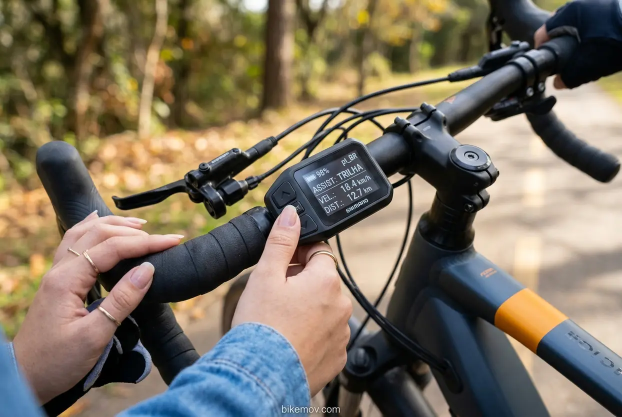 Controlando o Pedal Assistido Ciclista ajustando o sistema de pedal assistido