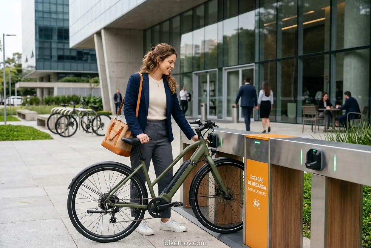Integração da Bike Elétrica na Rotina O futuro da mobilidade elétrica urbana com bicicletas elétricas integradas ao cotidiano.