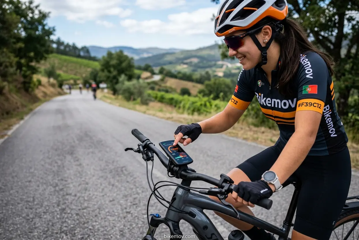 Otimizando a bateria da ebike em movimento Ciclista otimizando a bateria da ebike